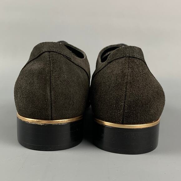 MOSCHINO Size 9.5 Brown Suede Gold Trim Laces - Picture 5 of 7
